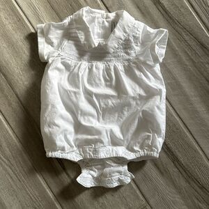 NWT Janie and Jack Baby white Collar Bubble Romper 3months